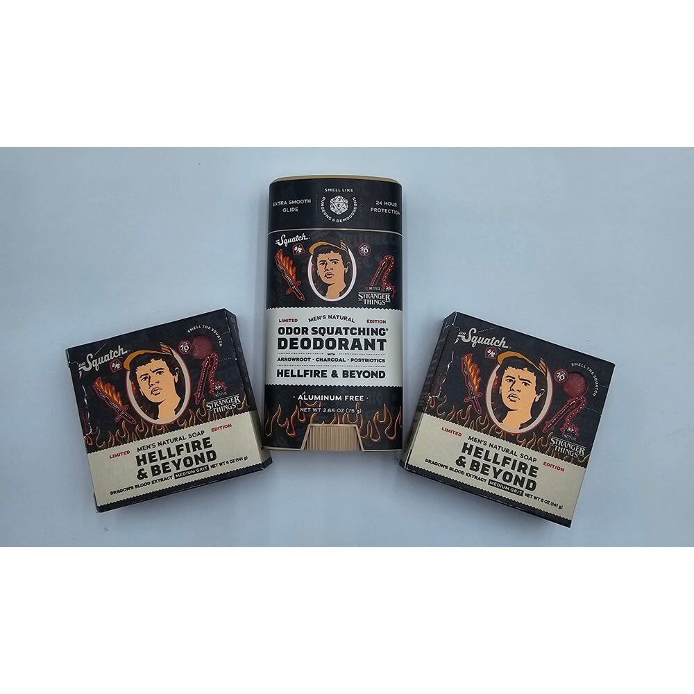 Limited Edition Dr. Squatch Stranger Things  Hellfire Bar Soap & Deodorant